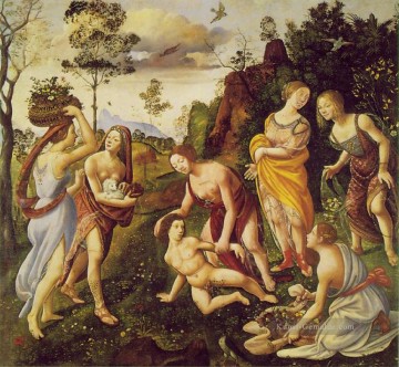 Renaissance Malerei - Lorenzo di Credi Die Auffindung des Vulcan auf Lemnos 1495 Renaissance Piero di Cosimo